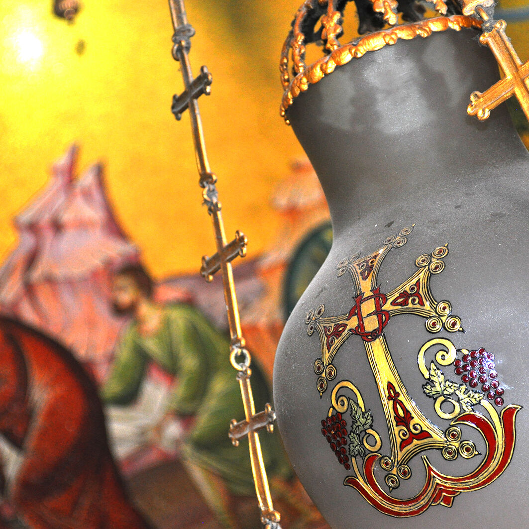Artefacts in Christian church, Jerusalem, Israel