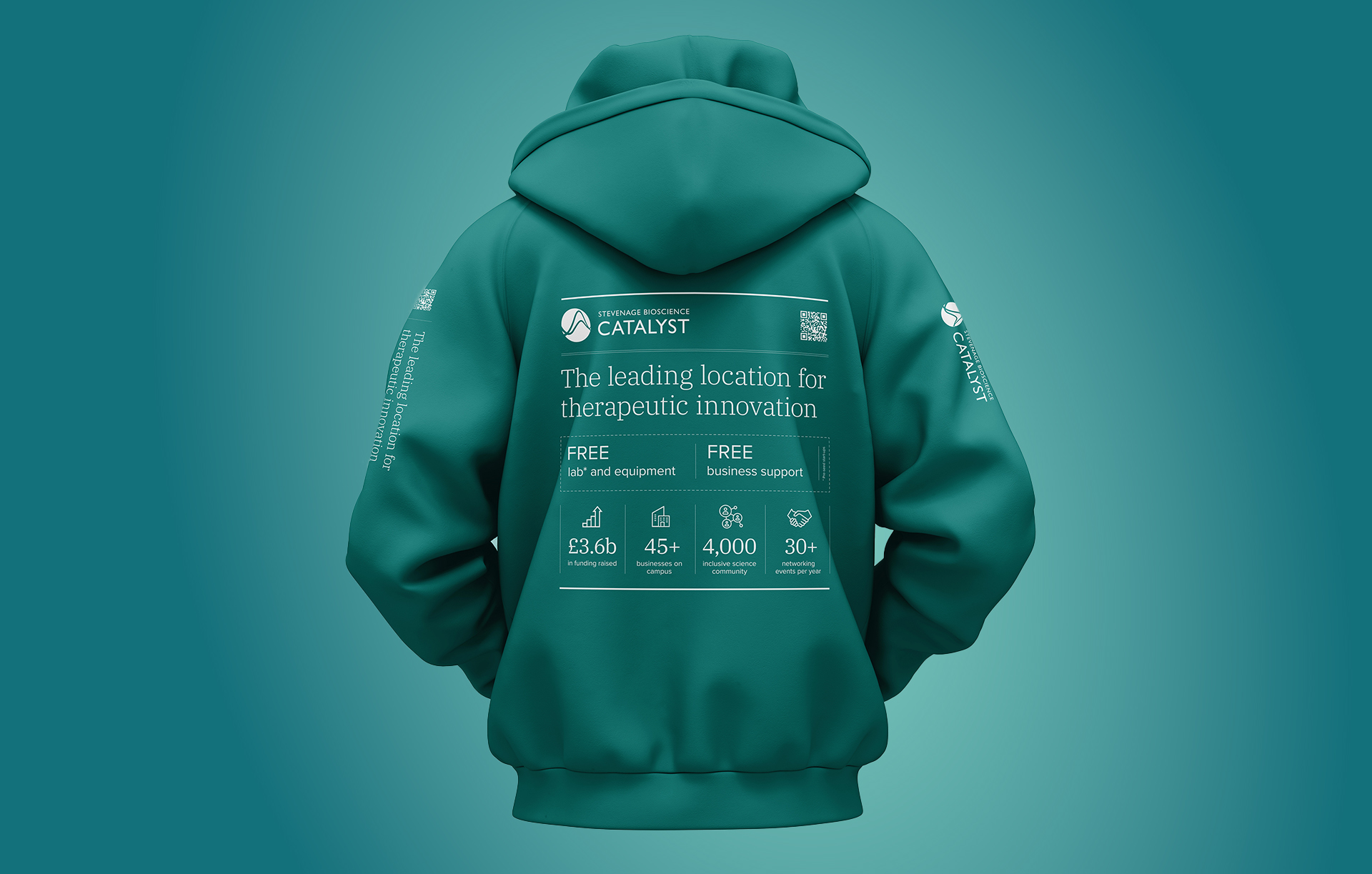 Stevenage Bioscience Catalyst - custom designed trade show hoodie